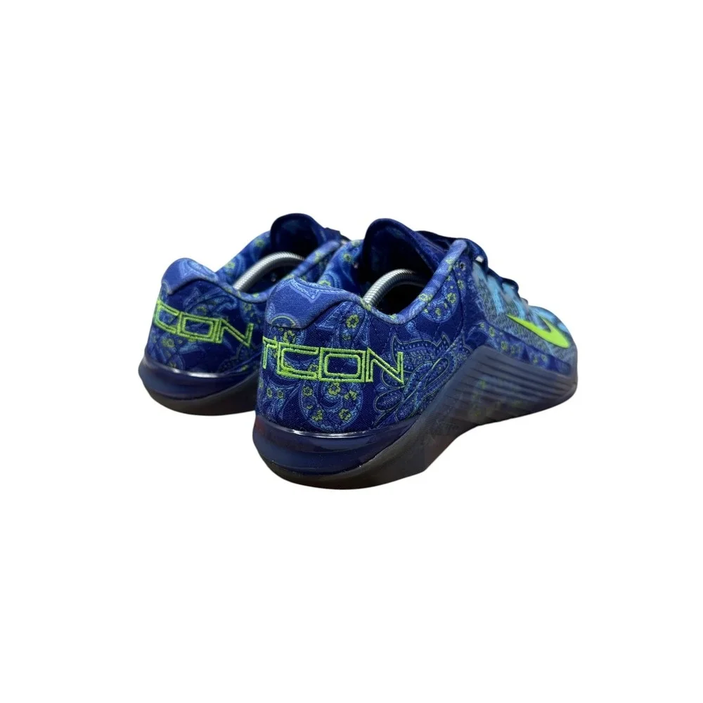 Nike Metcon 6 Training Shoes Mens 12 Blue Paisley Lime Green CZ0602-434